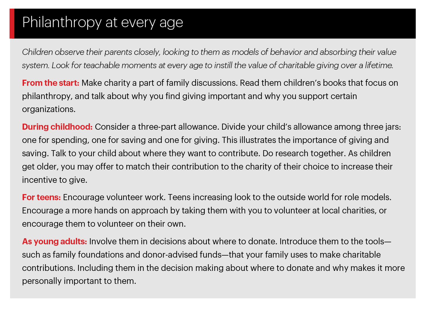 Philanthropy at every age